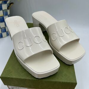Women’s Gucci, rubber block, low heel slides, size 41 made in Italy